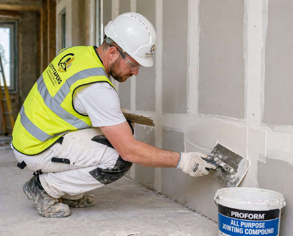 Joint compound on drywall seam